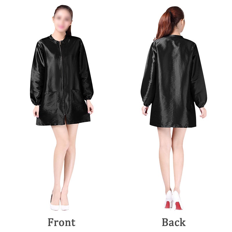 Exttlliy Polyester Fabric Professional Salon Smock Stylist Jacket Waterproof Haircut Cape Barber Apron (Black, M) - Image 4